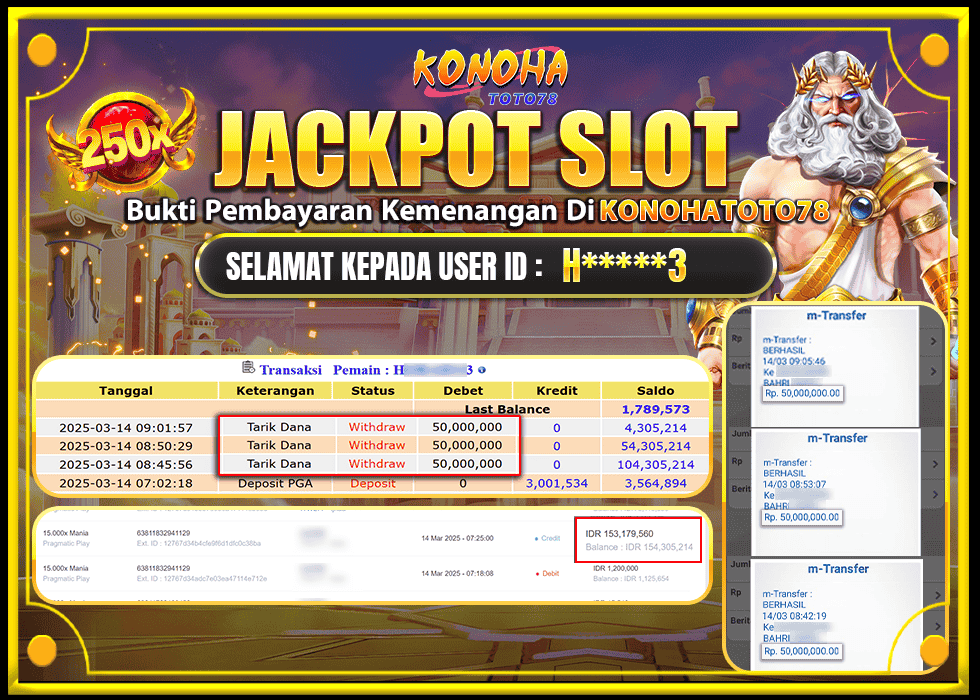 KONOHATOTO78 JACKPOT 15.000 X MANIA Rp.150.000.000,- LUNAS
